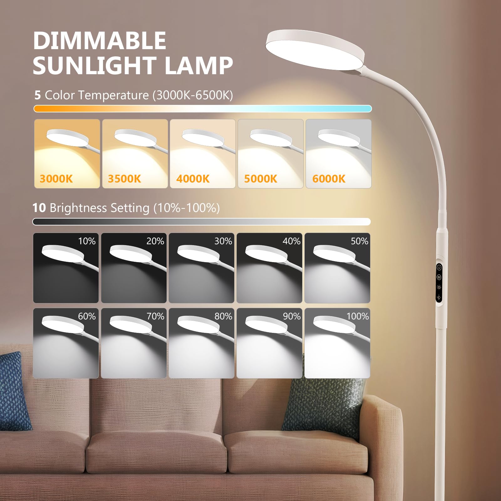 TheDeco light therapy lamp lets you adjust remotely and touch-dim