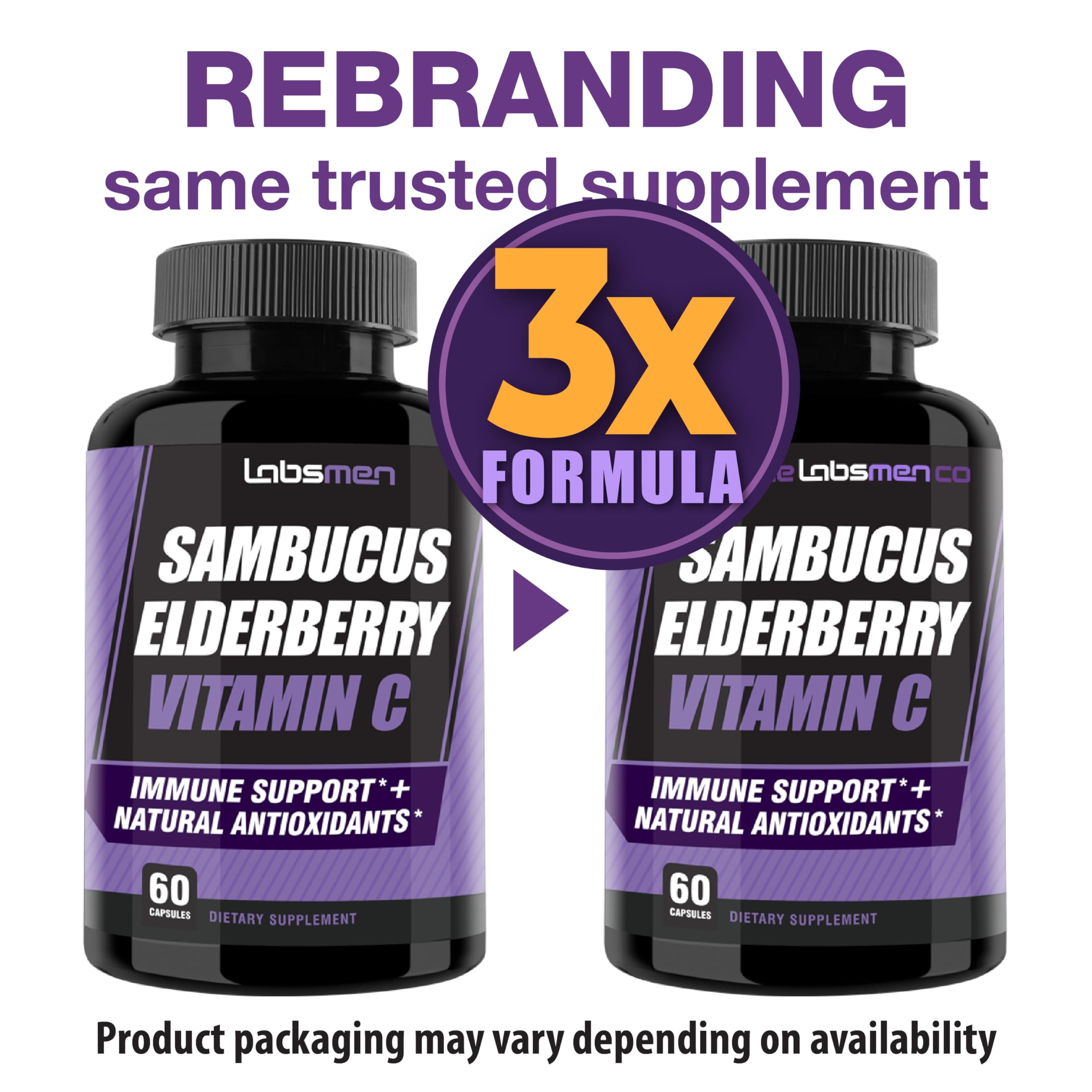 THELABSMENCO Sambucus Elderberry bottle with label communicates daily value nutrients