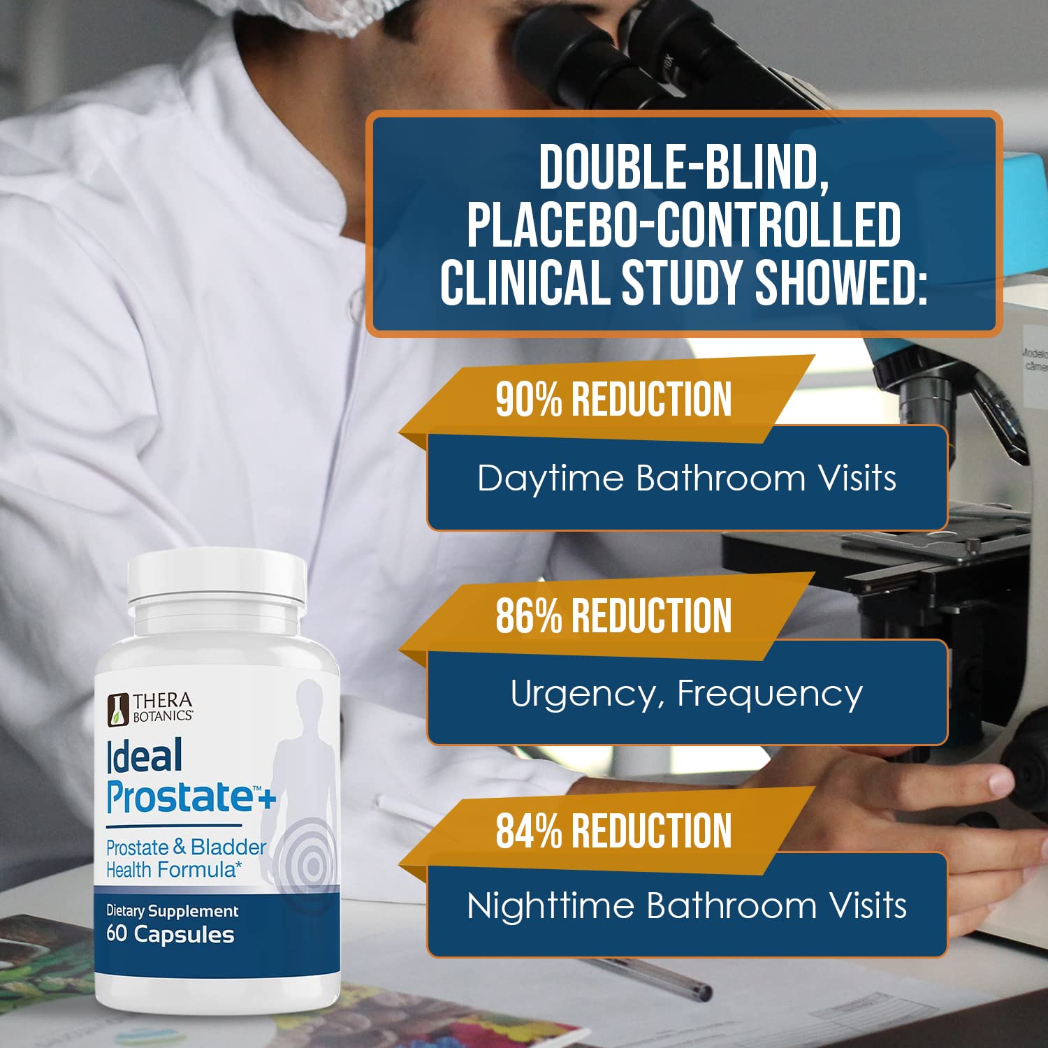Therabotanics Ideal Prostate Plus capsules close-up, showing convenience for daily use