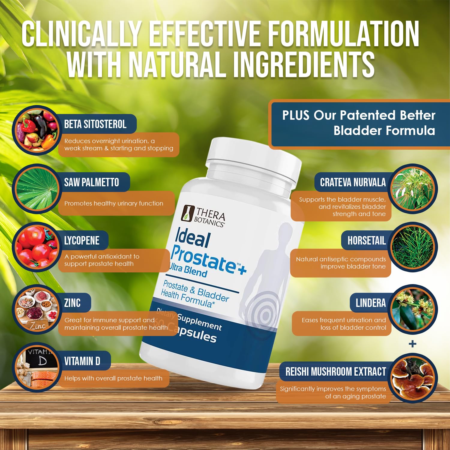 Packaging and label information highlighting bladder and prostate health support