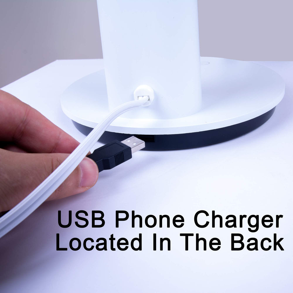 Theralite Halo lamp includes wireless charging for convenient device power.