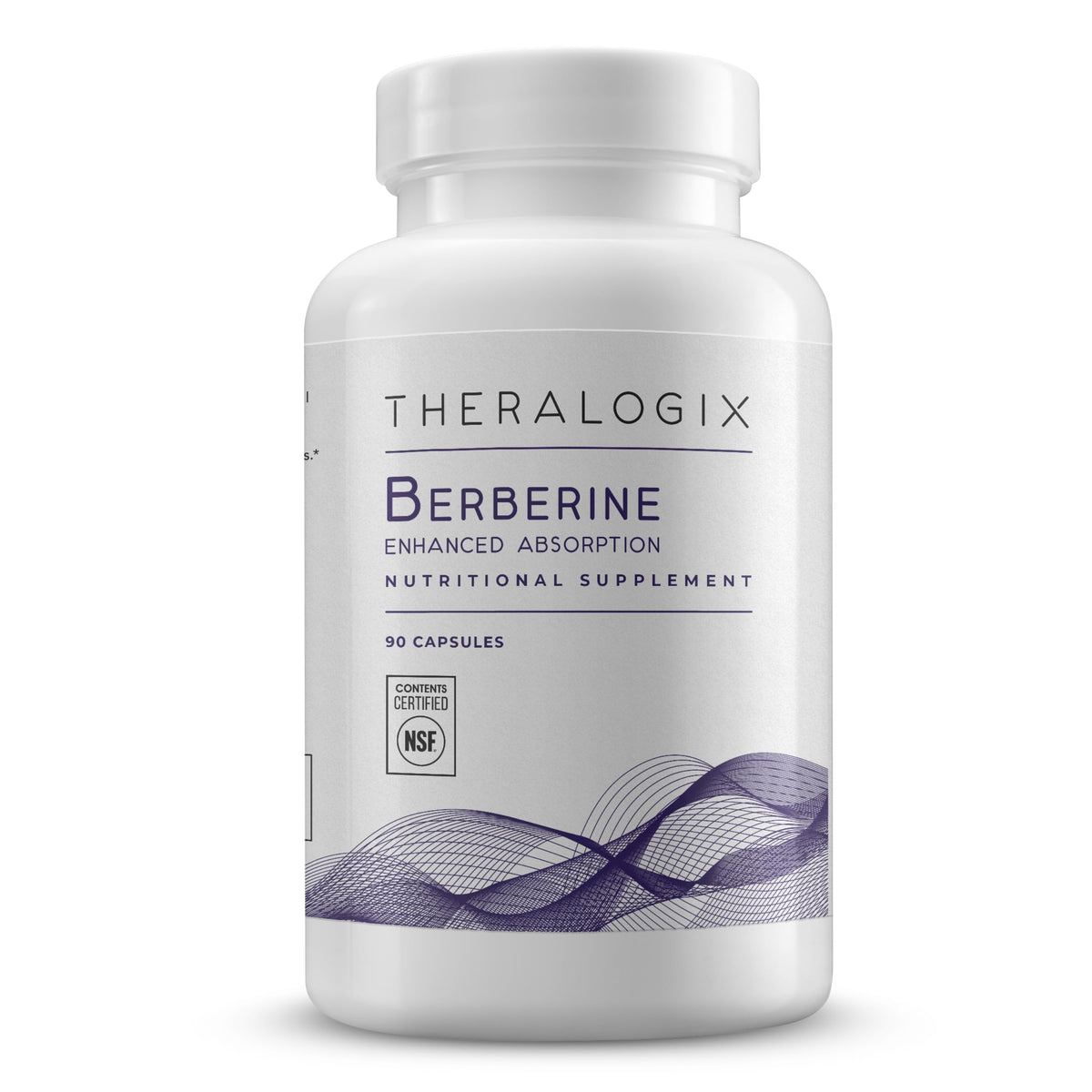 Theralogix Berberine phytosome bottle front highlighting enhanced absorption for metabolism.