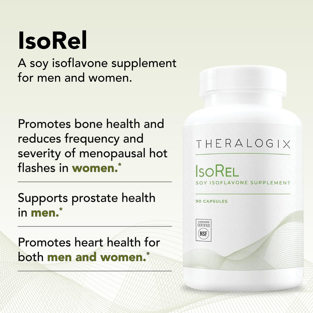 IsoRel bottle on shelf presents a trusted menopause and prostate health option.