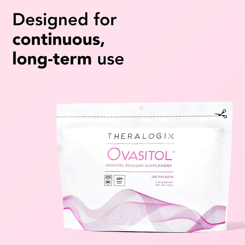 Theralogix Ovasitol comes in 180 packets for ongoing daily support.