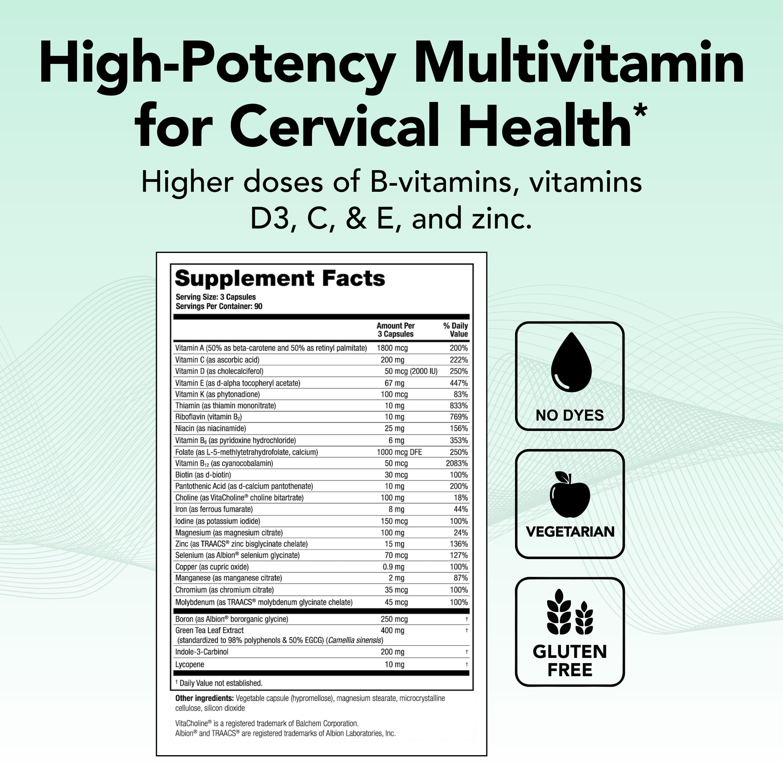 Theralogix ProCerv HP bottle label highlights vitamin blend for daily wellness