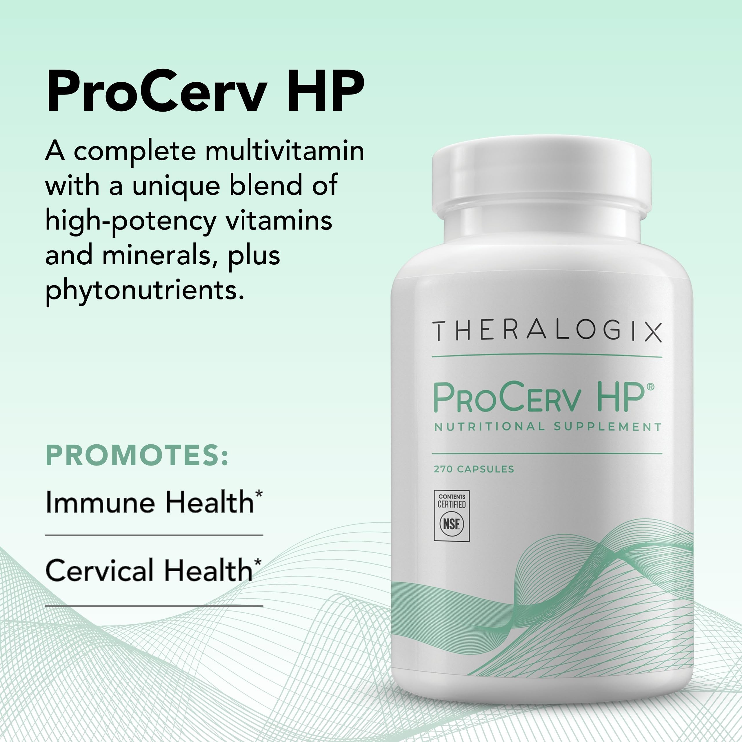 Theralogix ProCerv HP packaging box shows NSF certification and quality promise