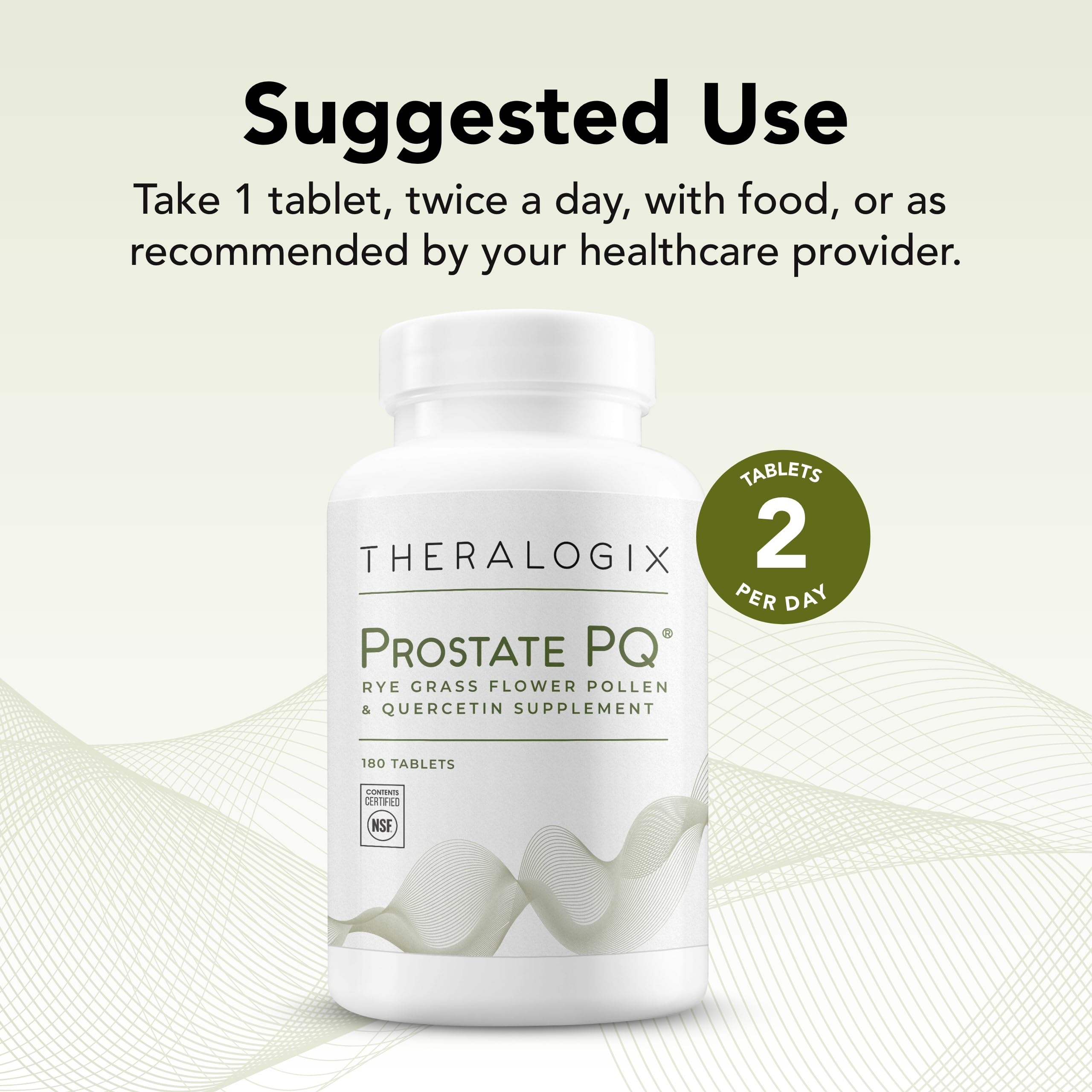 Closeup of Theralogix Prostate PQ tablets for daily use.
