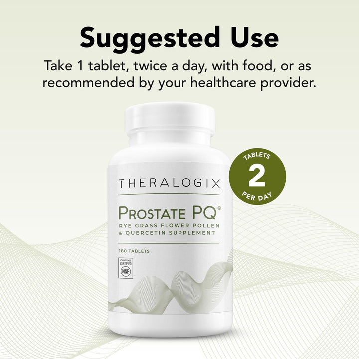 Closeup of Theralogix Prostate PQ tablets for daily use.