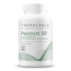Theralogix Prostate SR bottle label highlighting urinary health support benefits.