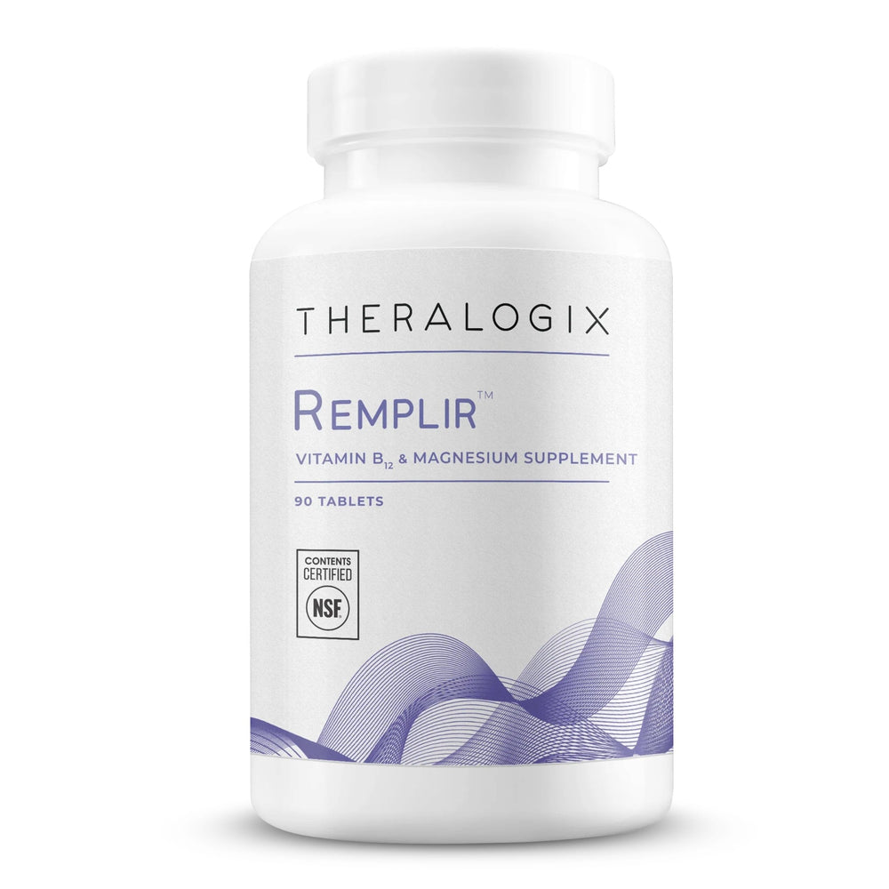 Theralogix Remplir bottle front view signaling energy support and reliability.