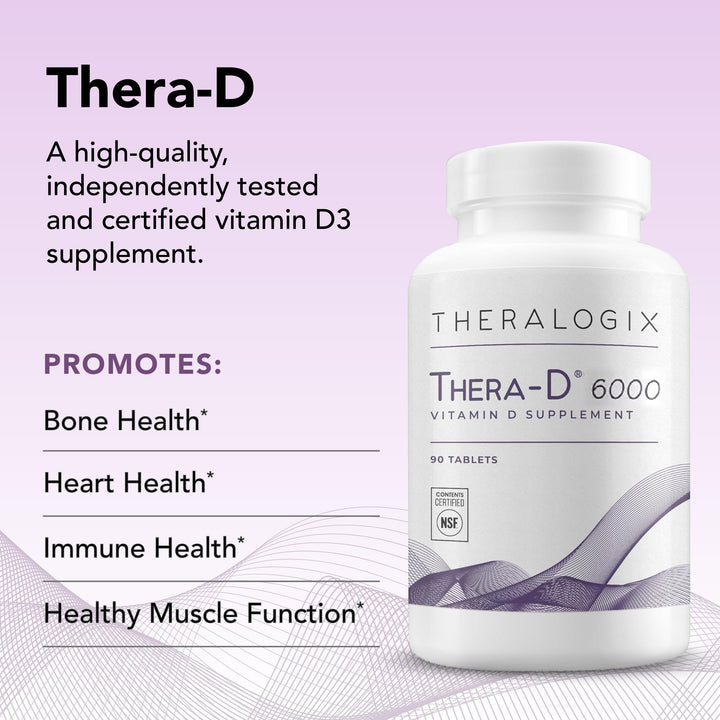 Side view of Thera-D 6000 bottle placed on a countertop for home use.