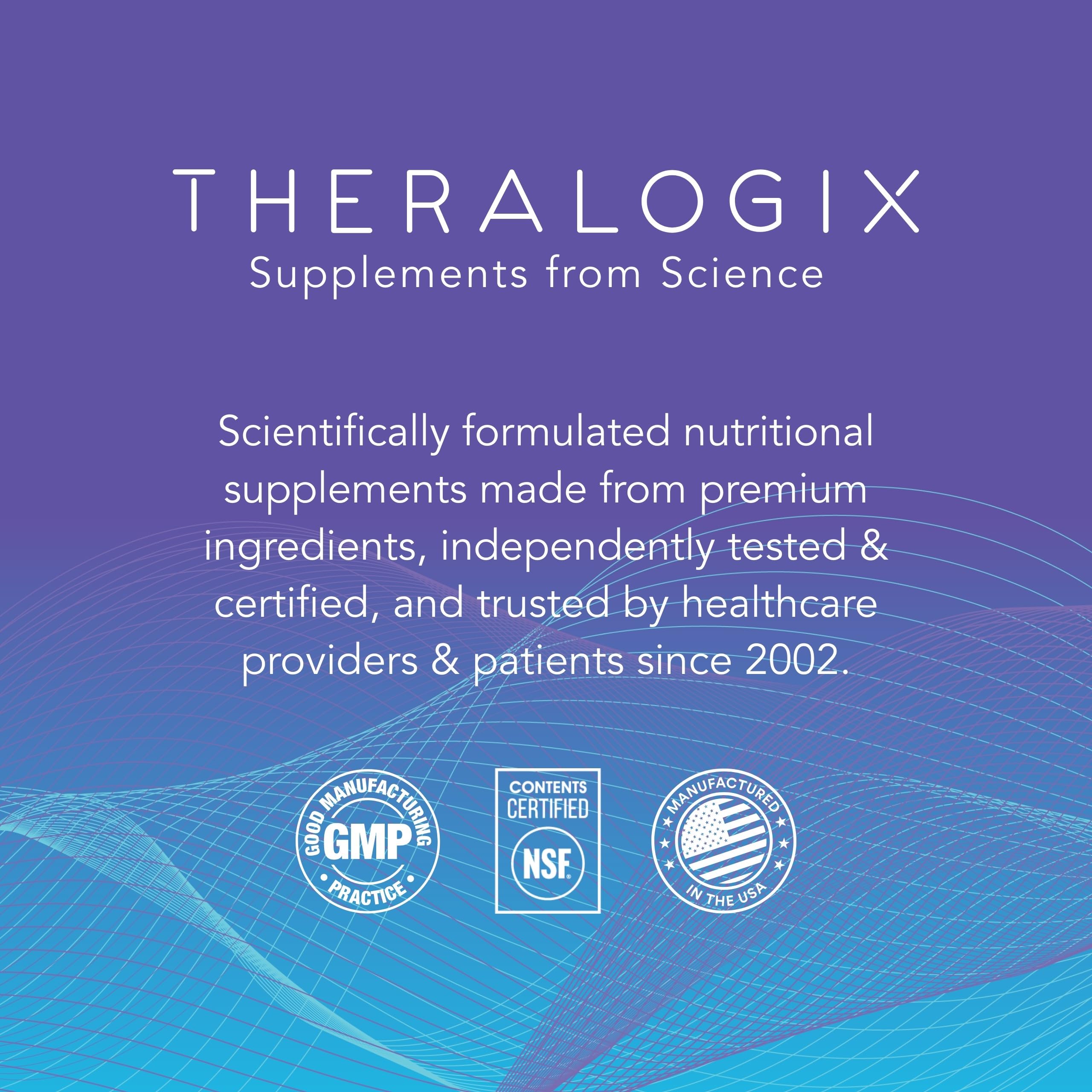 Theralogix logo with product name and 360 tablets information.