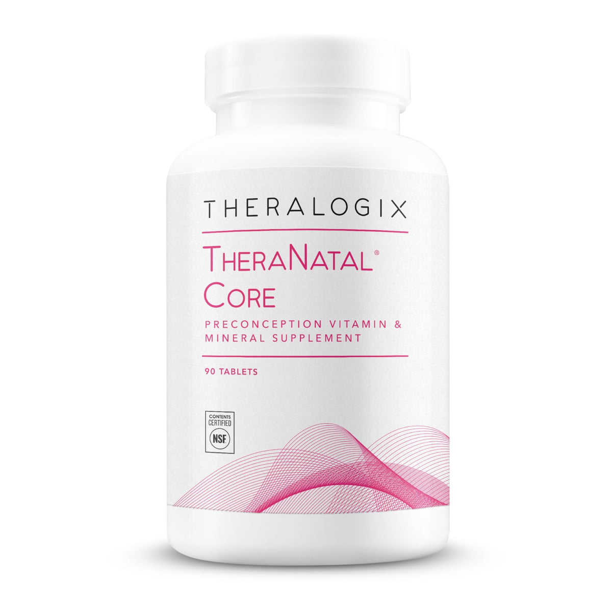 Theralogix TheraNatal Core bottle front view showcasing NSF-certified prenatal support