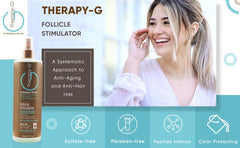 Therapy-G Follicle Stimulator bottle back showing usage directions and scalp health focus