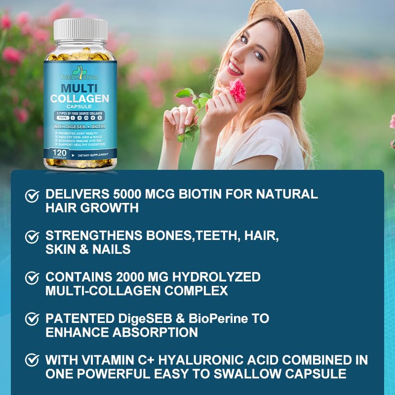 Biotin and Vitamin C capsules from TheraSuva for beauty support without artificial flavors.