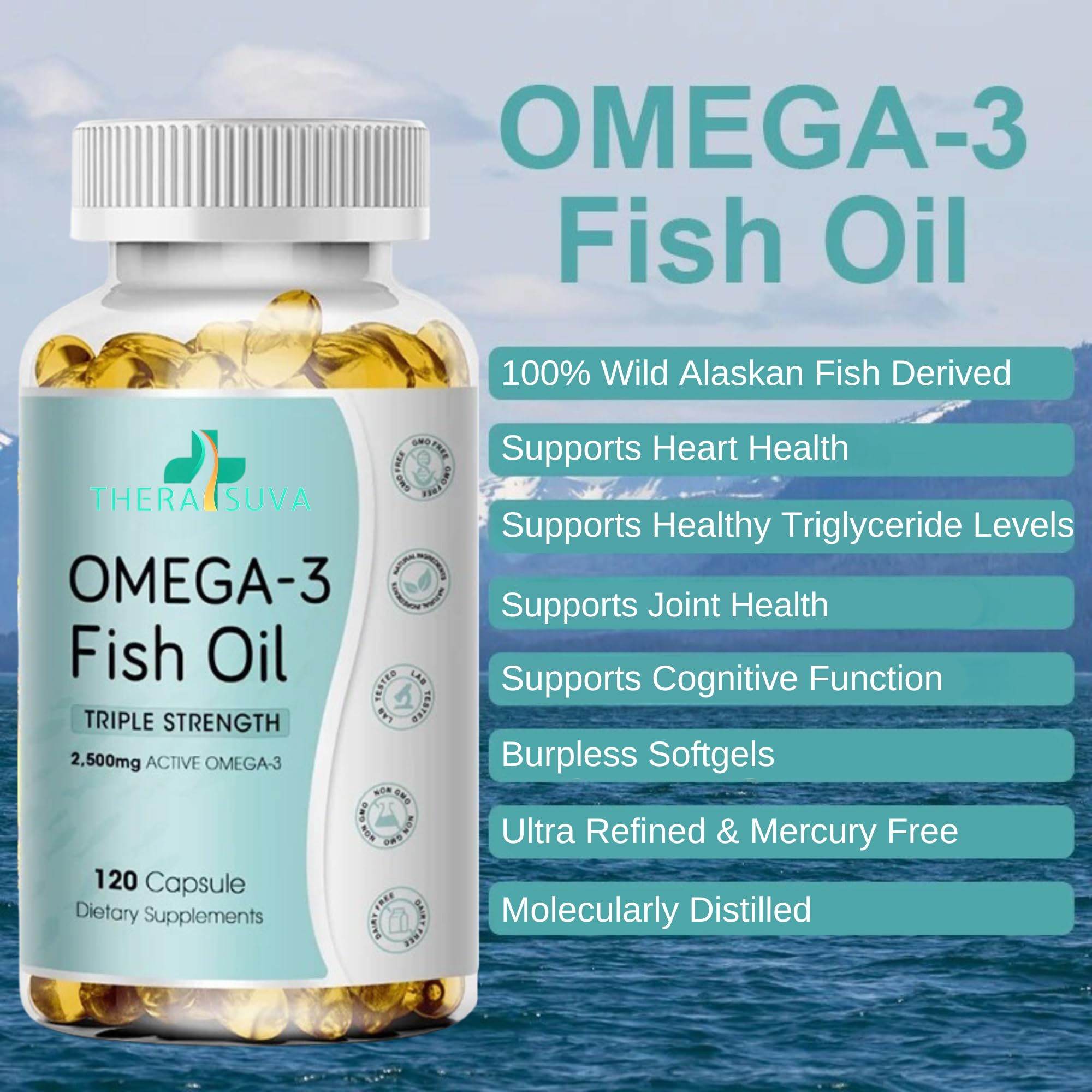 TheraSuva EPA and DHA per serving highlight for heart health