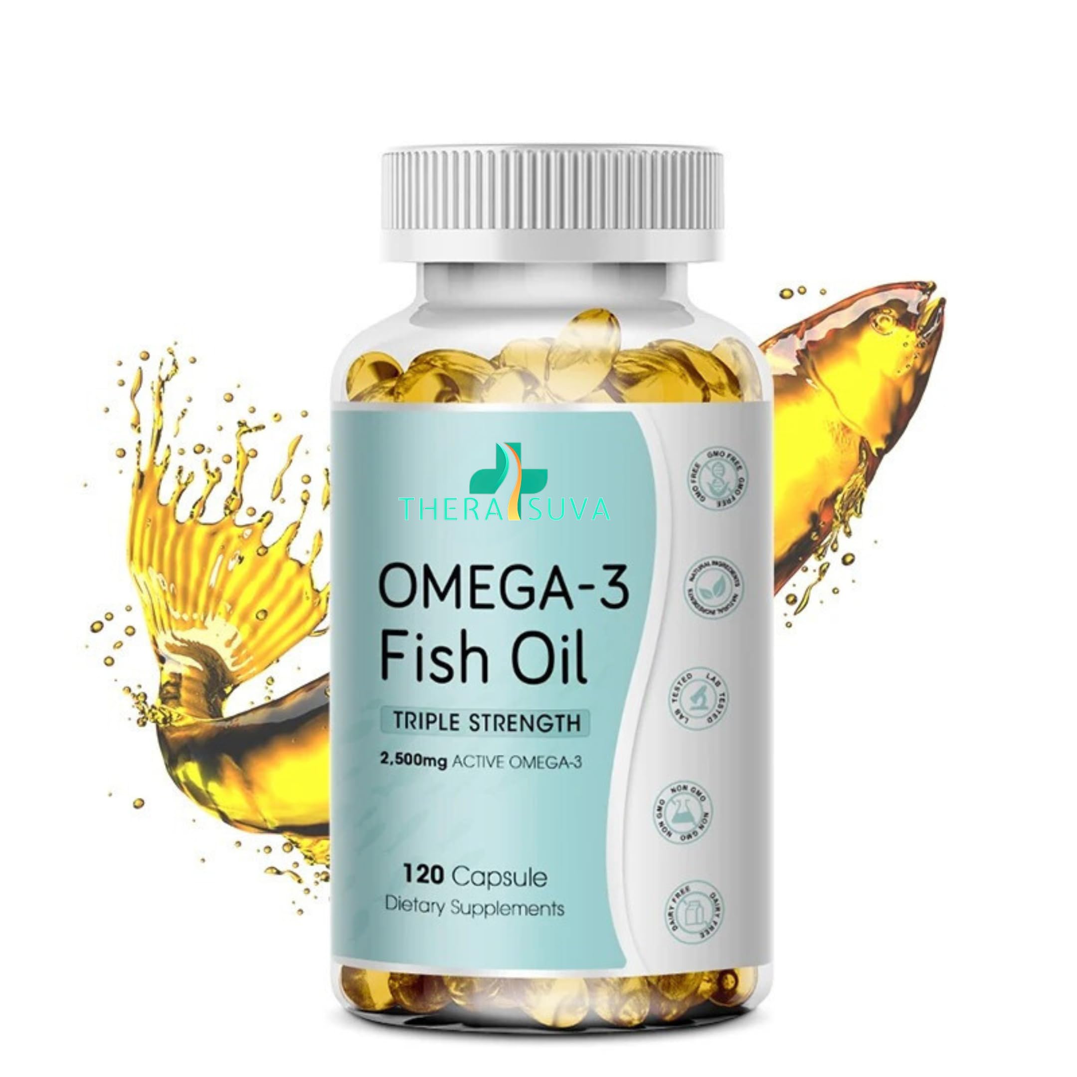 TheraSuva Triple Strength Omega-3 softgels for daily support