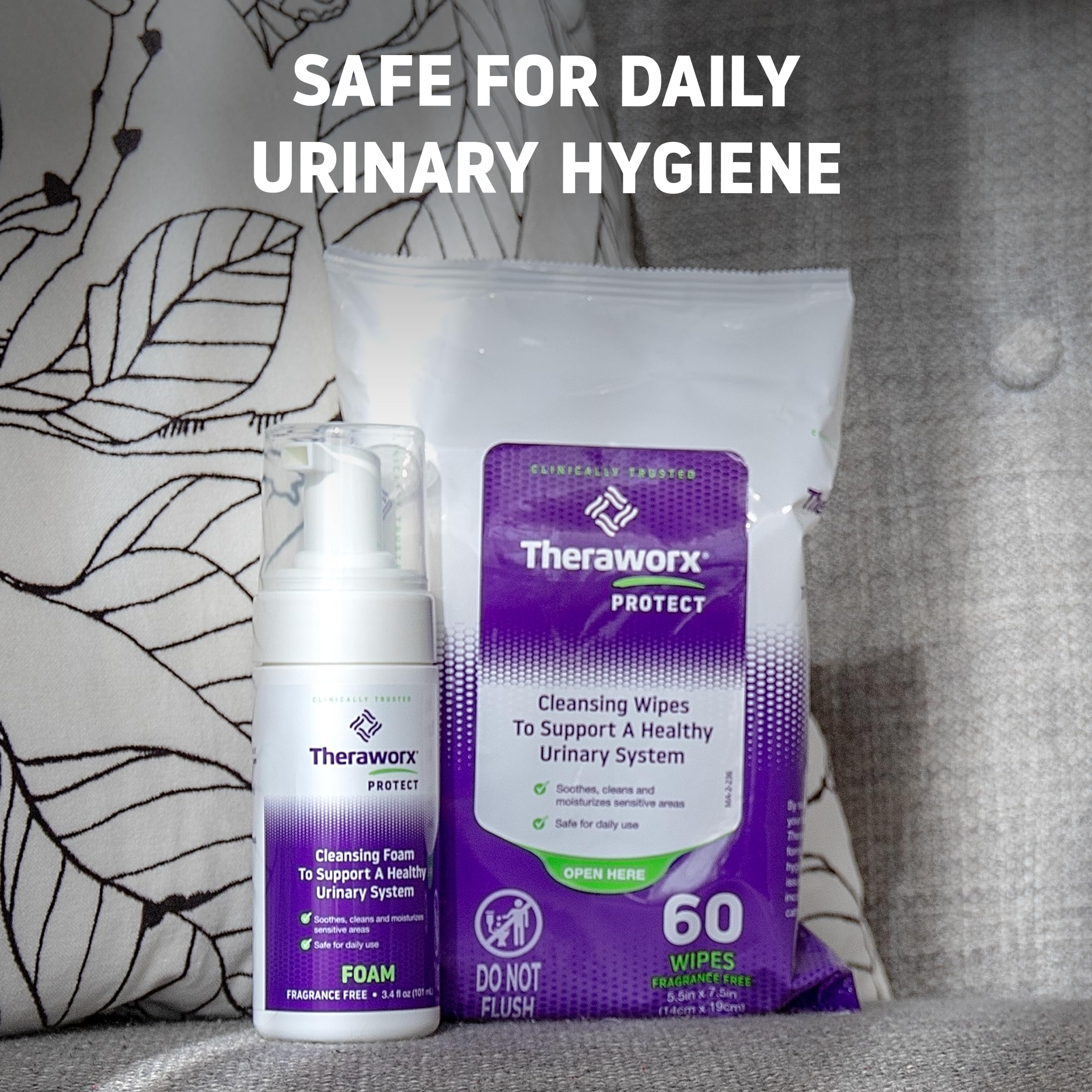 Wipes and foam duo from Theraworx Protect U-Pak for complete hygiene routine.
