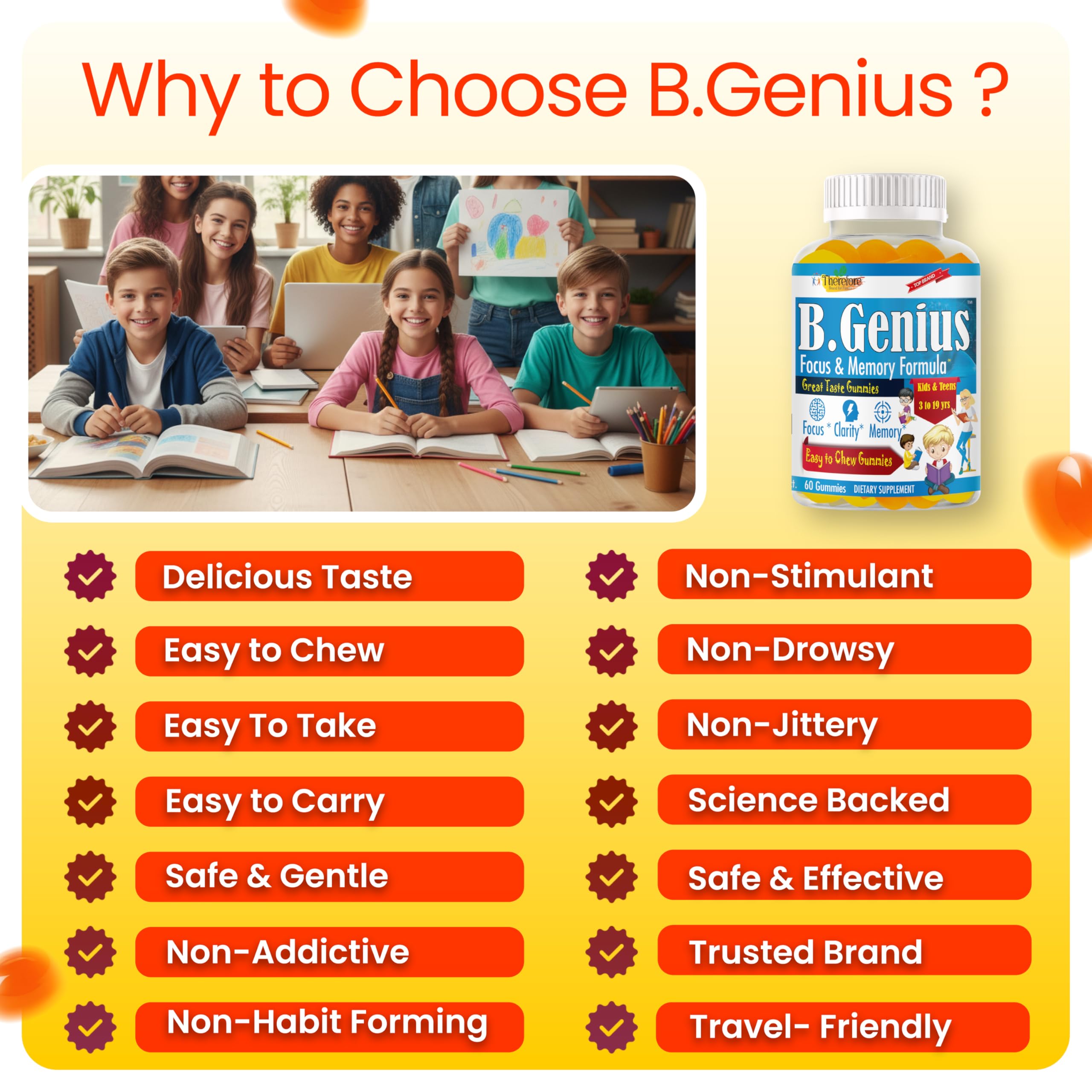 Therefore B.Genius no fish oil claim with clean ingredient list supports daily routine.