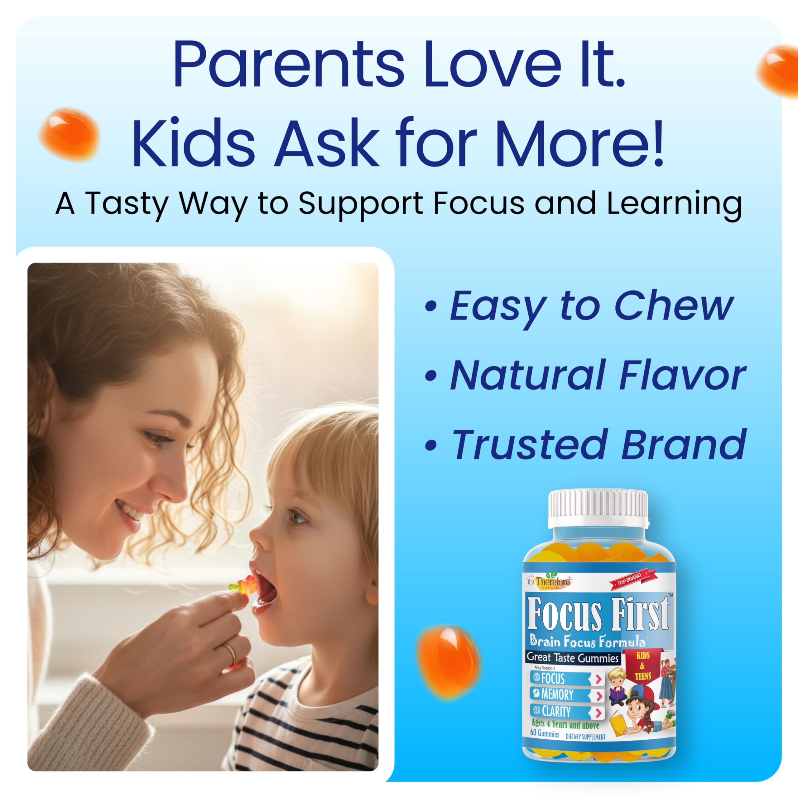 Therefore Kids Focus Gummies teen pack designed to support recall during exams