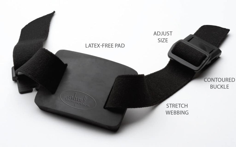 Ohm Activator with contoured buckle supports easy thigh fit during sessions.