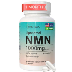 Therexa NMN bottle front shows the label for reliable NAD+ support.