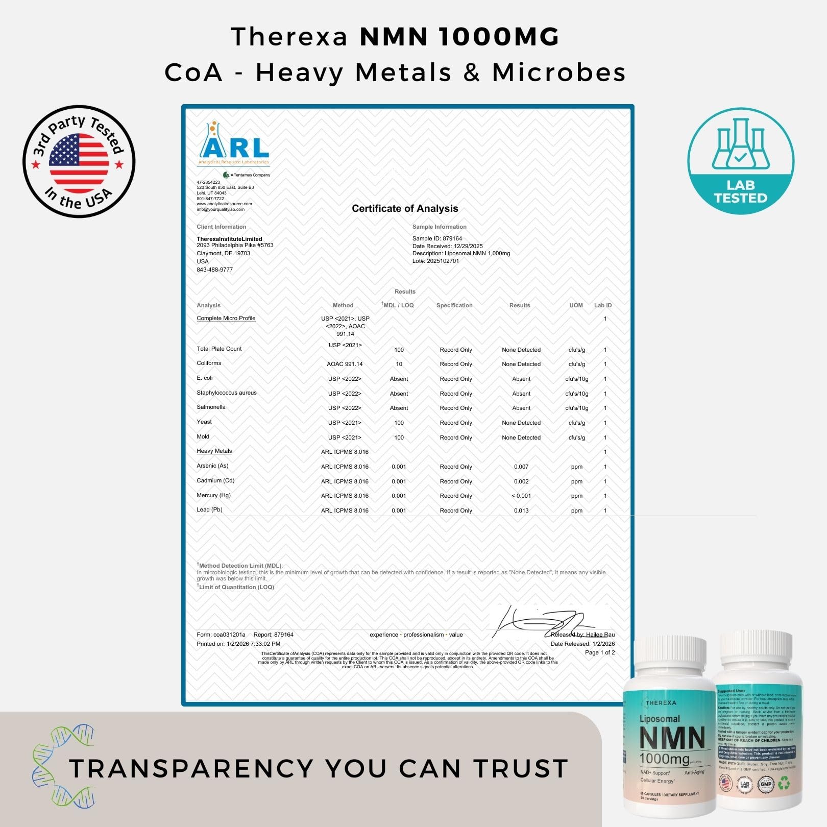 Therexa NMN GMP facility background reinforces product safety and purity.