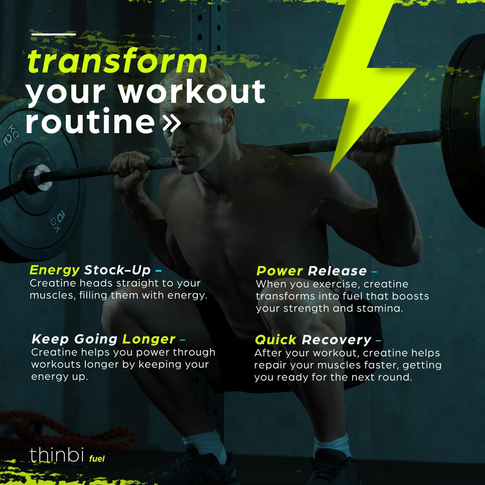 Halal and Non-GMO indicators on Thinbi Creatine Monohydrate Gummies Complex 6200mg