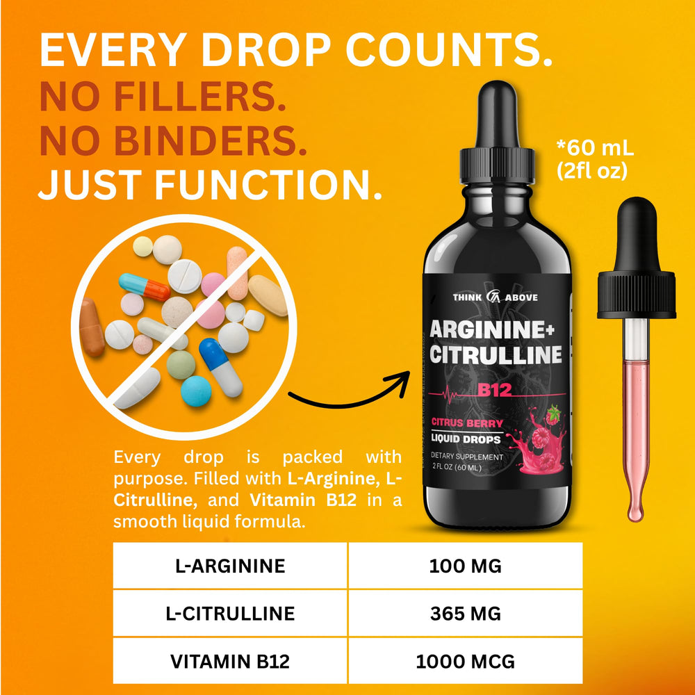 Think Above liquid drops in glass highlights fast absorption concept