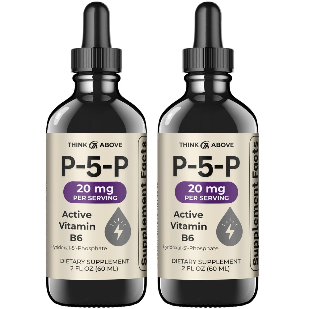 Think Above P5P Liquid Drops bottle shown for precise, flexible dosing.