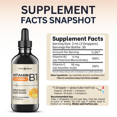 Think Above vitamin B1 and C liquid drops being added to water for easy daily use.