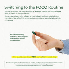 Think FOCO ingredients graphic featuring Huperzine A and L-Theanine for clarity.