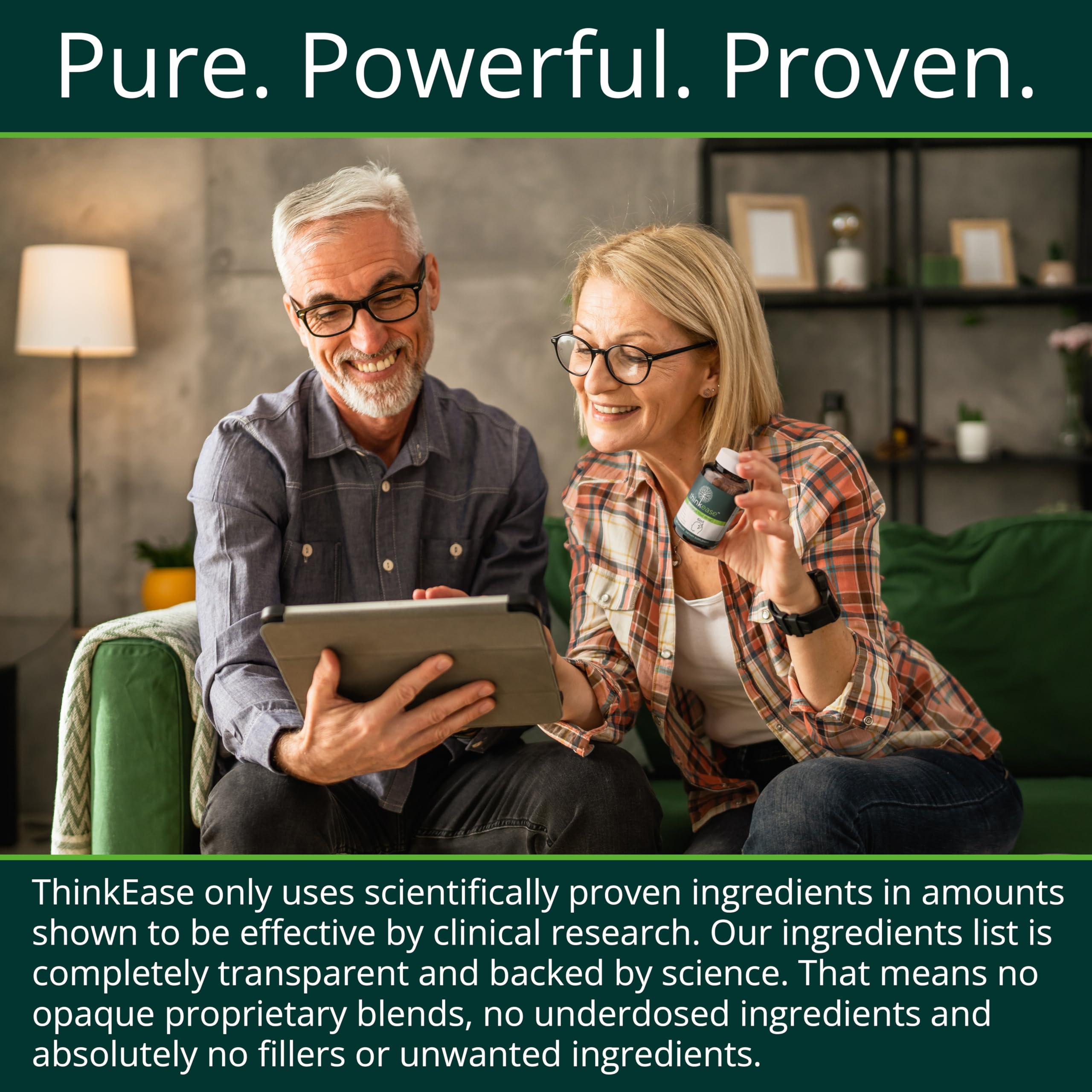 ThinkEase ingredients visual highlighting six groups and key nutrients.