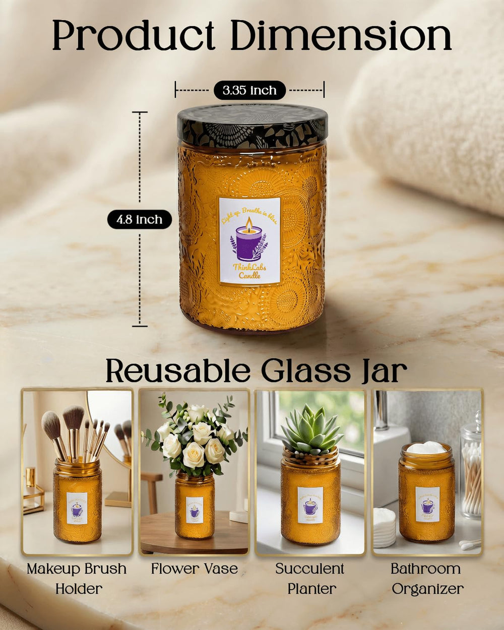 ThinkLabs reusable glass jar invites creative repurposing after burning.