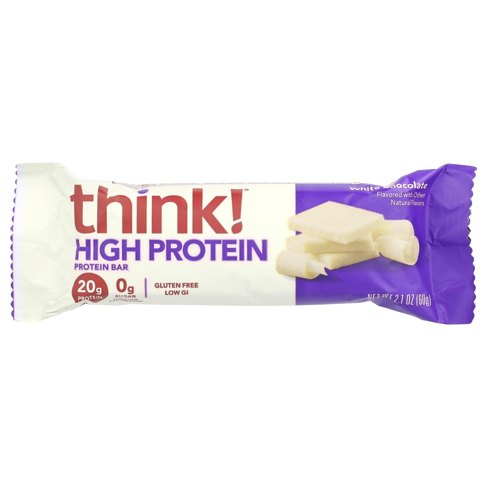 ThinkThin white chocolate bar unwrapped for easy snacking