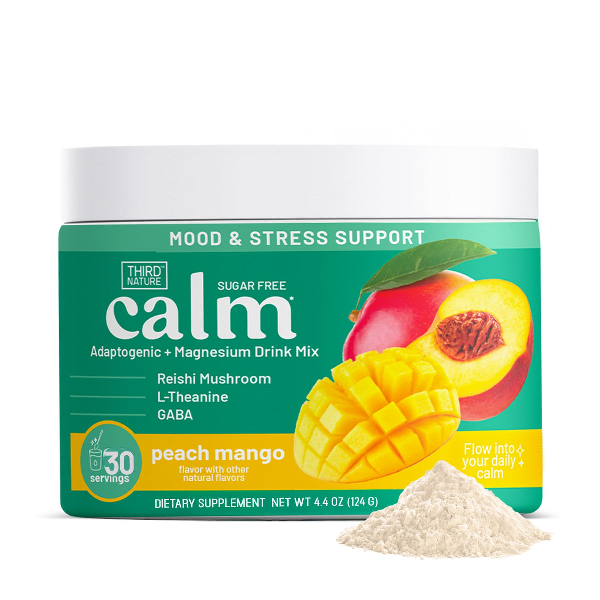 Third Nature Calming Drink jar with Peach Mango flavor for a relaxing moment.