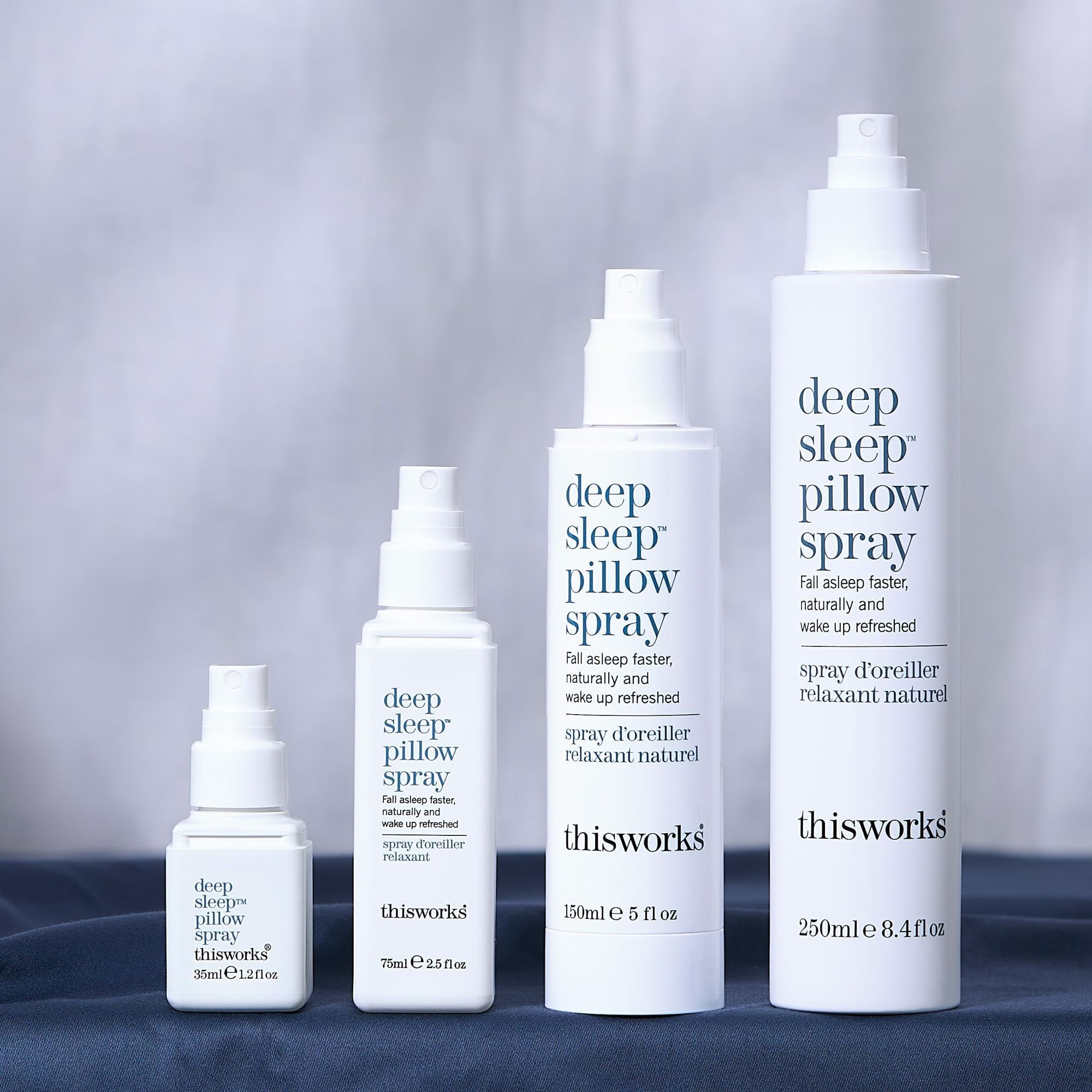 Bedroom scene with THISWORKS spray ready for essential-oil inspired nights