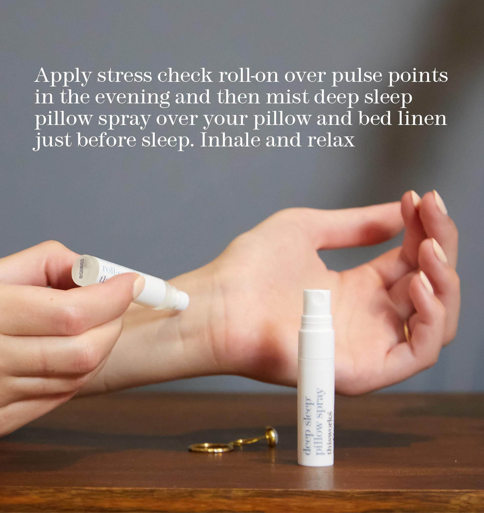 THISWORKS Deep Sleep spray close-up showing lavender and chamomile blend.