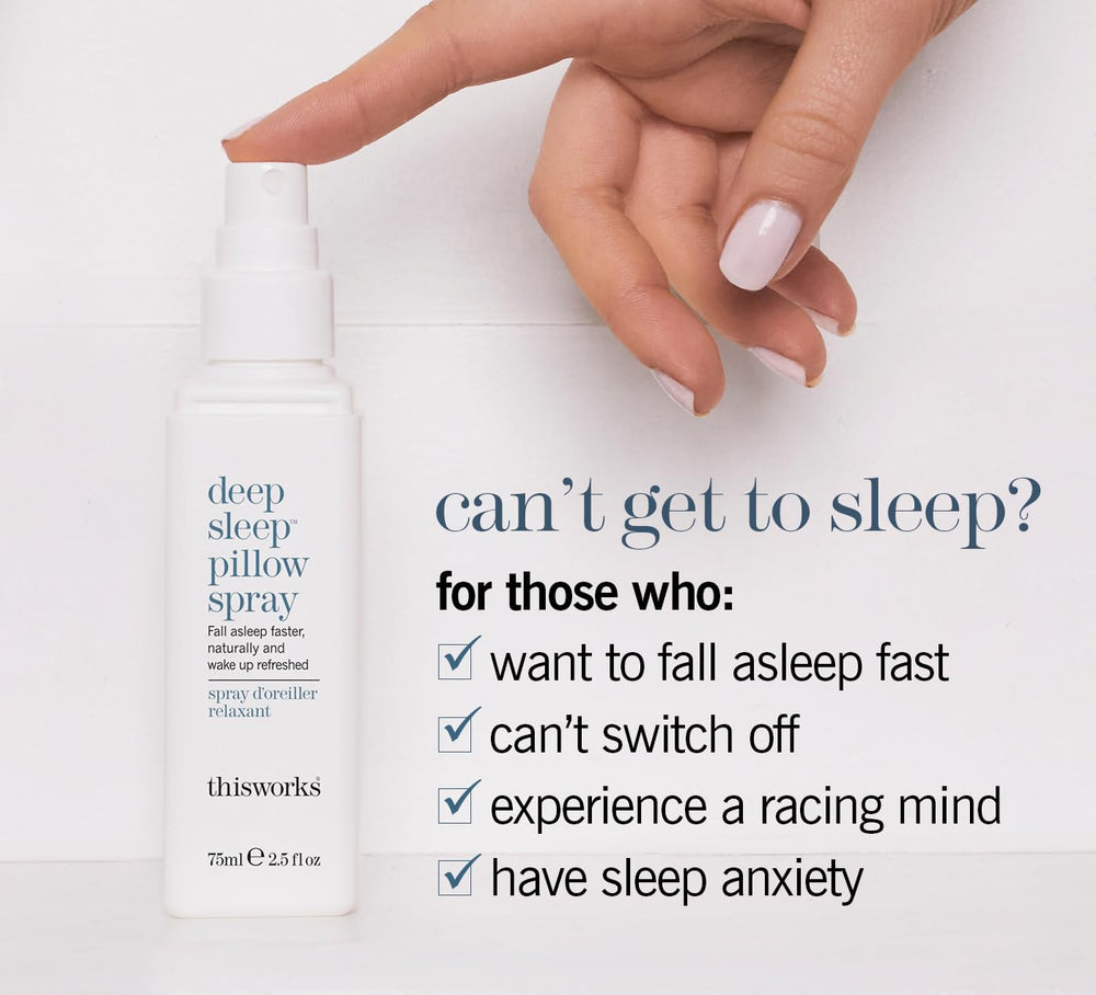 Thisworks Deep Sleep Pillow Spray lavender chamomile blend visible, soothing aroma