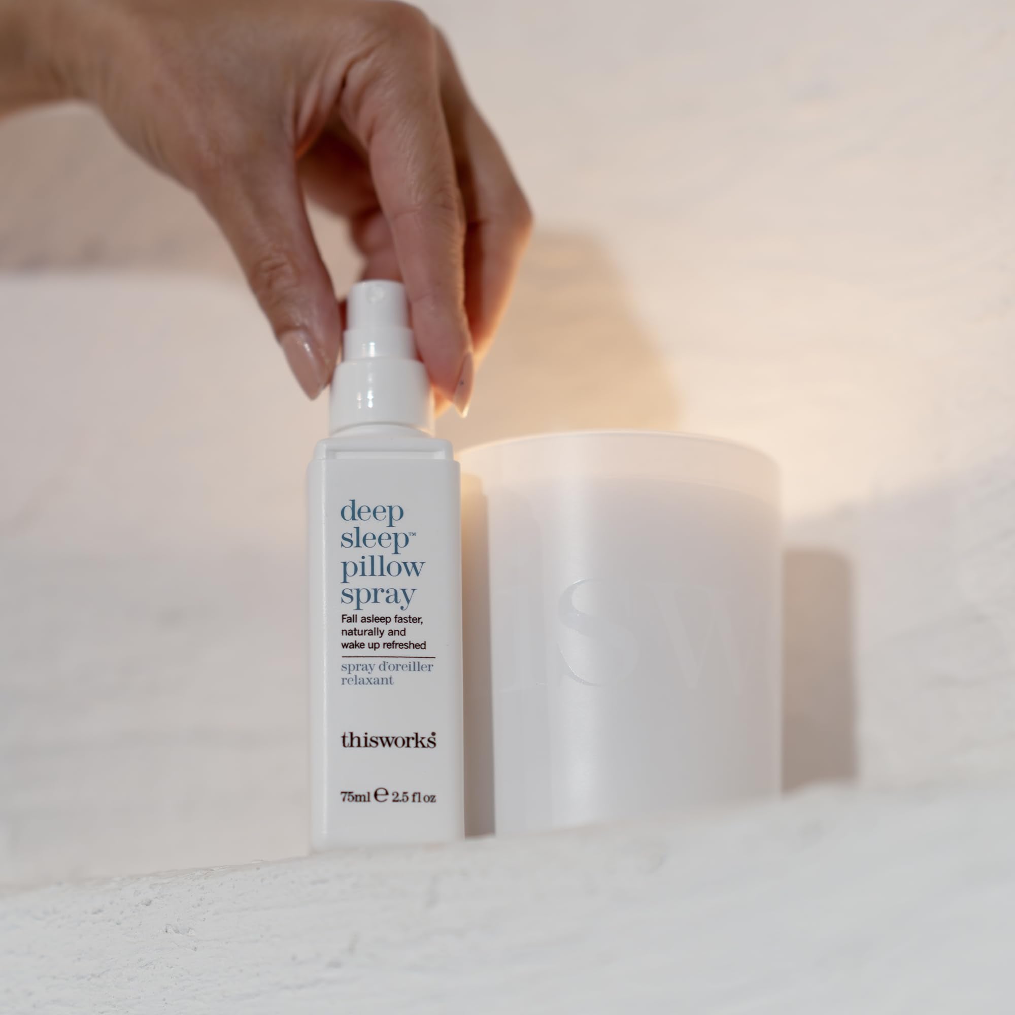Thisworks Deep Sleep Pillow Spray in nighttime routine setting for rest