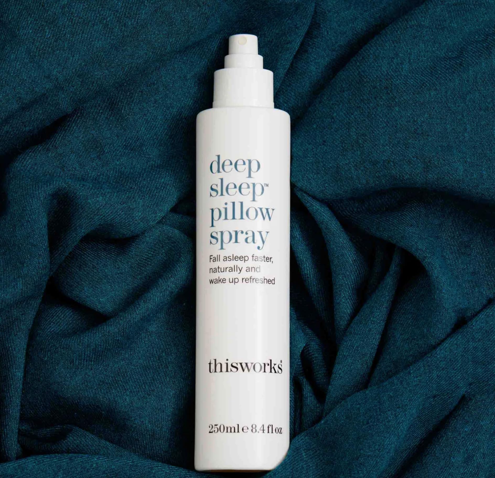 THISWORKS Deep Sleep Pillow Spray packaging showcases an award-winning natural formula.