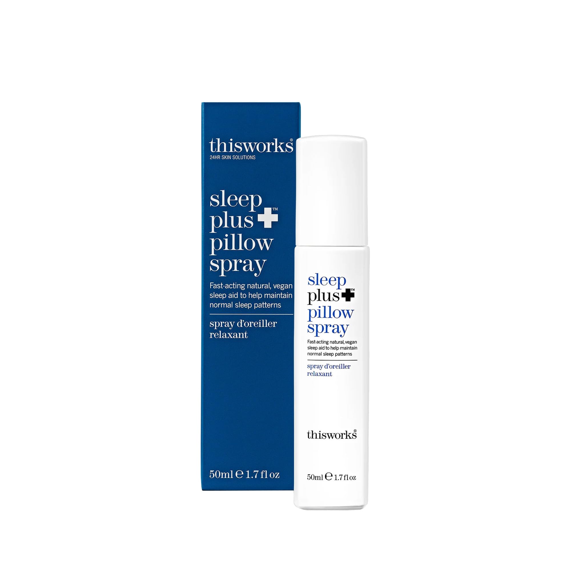 THISWORKS Sleep Plus Pillow Spray bottle closeup for quick bedtime wind-down.