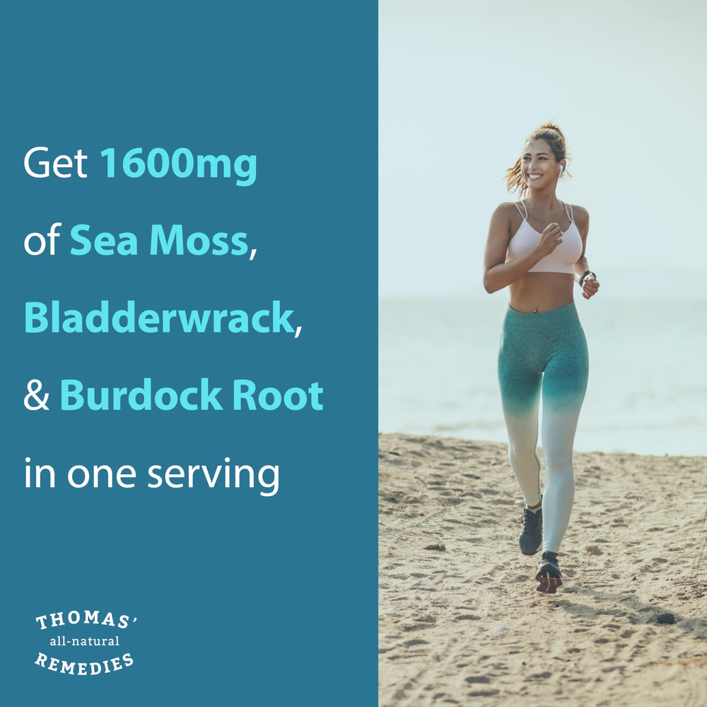 Thomas' All-Natural Remedies bladderwrack burdock root blend powder supports digestion.