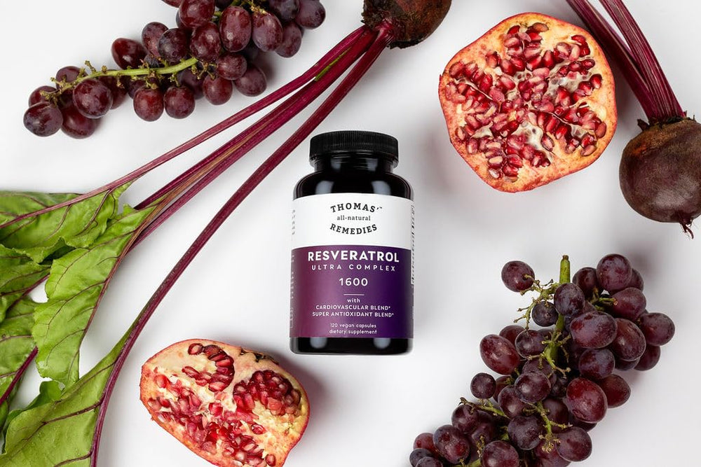 Thomas' all-natural Remedies grape seed extract bottle for extra antioxidant potential.