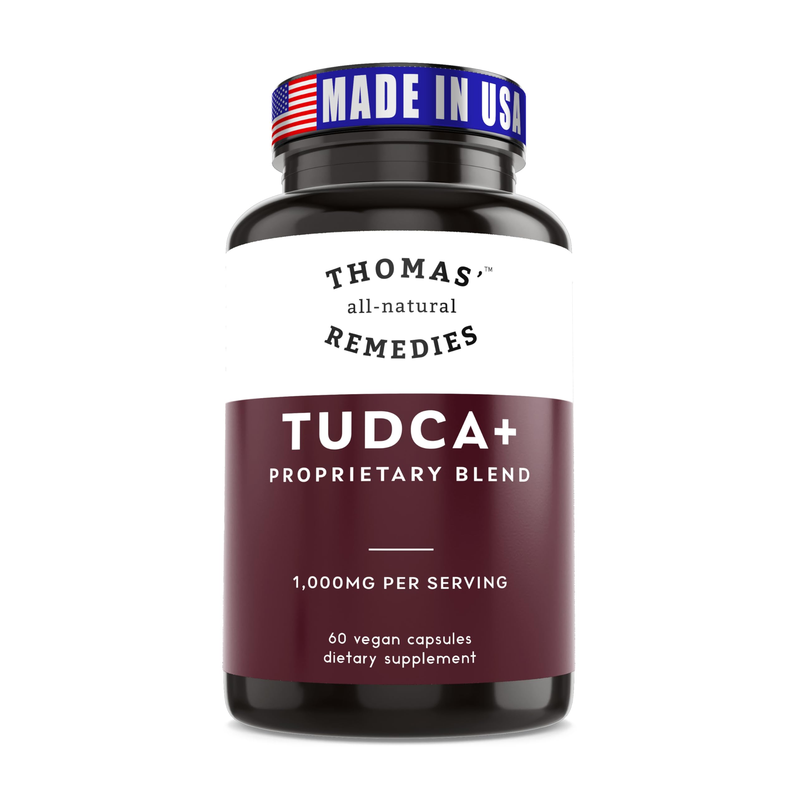 Thomas' Tudca 500mg bottle front supports daily liver care