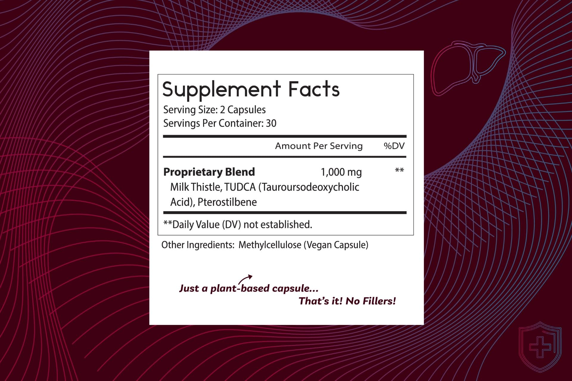 Thomas' Tudca label detail highlights no filler ingredients