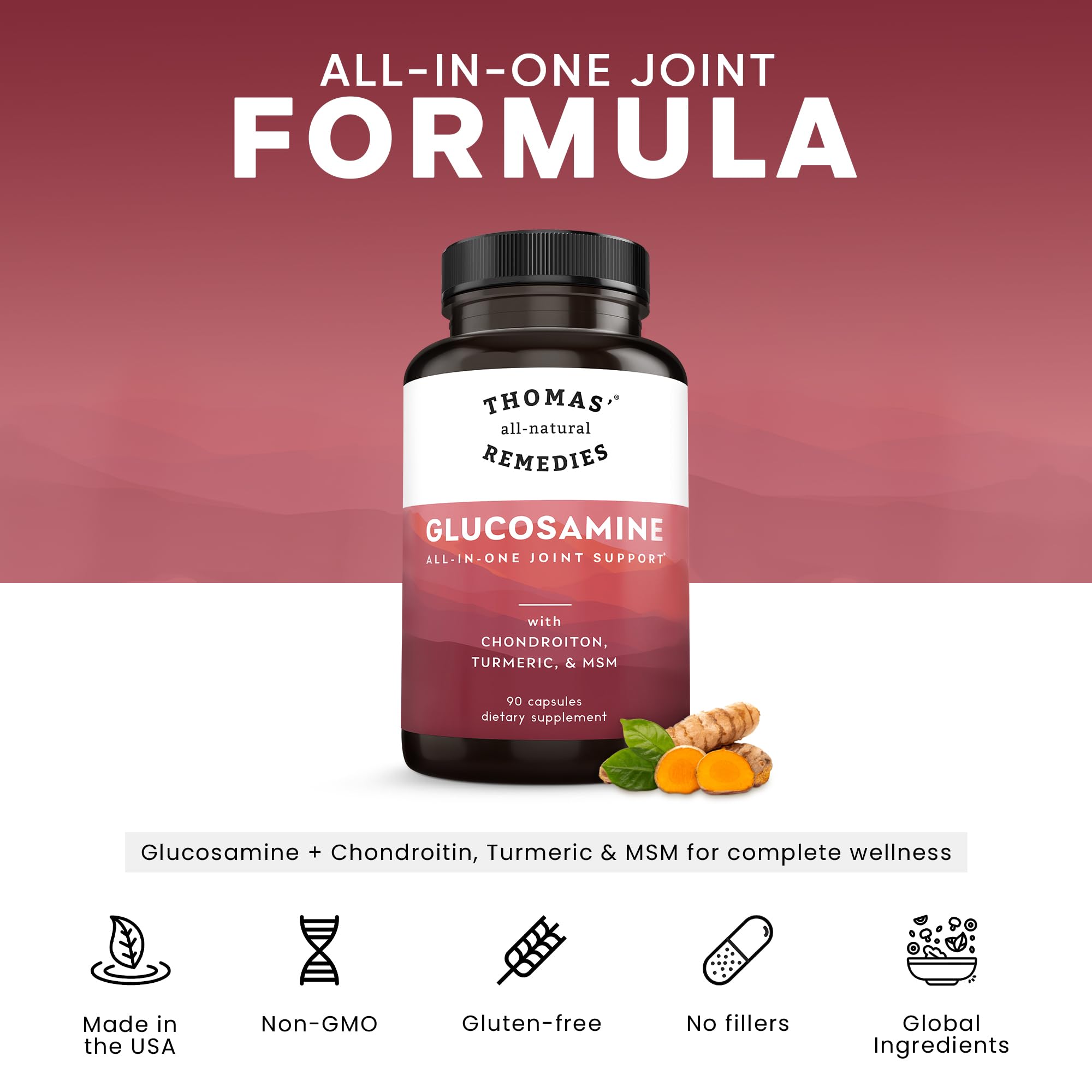 Thomas' all-natural Remedies capsules closeup for easy daily joint support.