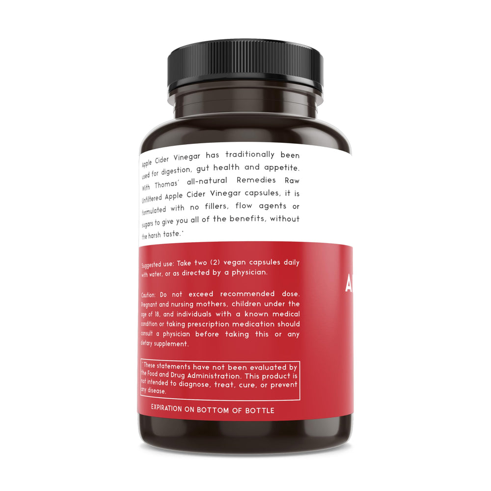 Made in USA label on Thomas' remedy bottle signals quality manufacturing.