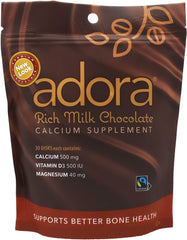 Thompson Adora milk chocolate disk for daily calcium and vitamin D3 enrichment.
