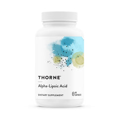 Thorne Alpha-Lipoic Acid 300mg bottle shown, highlighting antioxidant support for daily wellness.